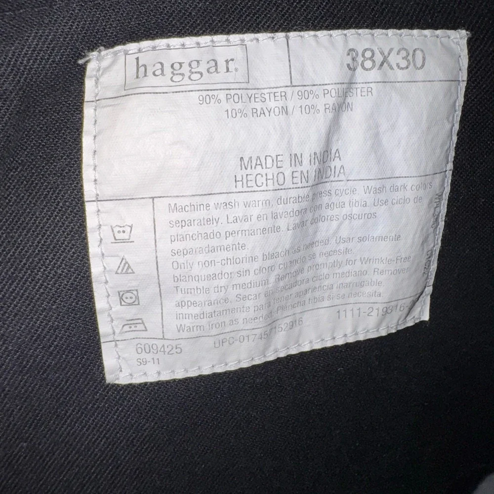 Haggar Mens 38x30‎ Dark Gray Pleated Dress Pants Polyester Rayon Blend